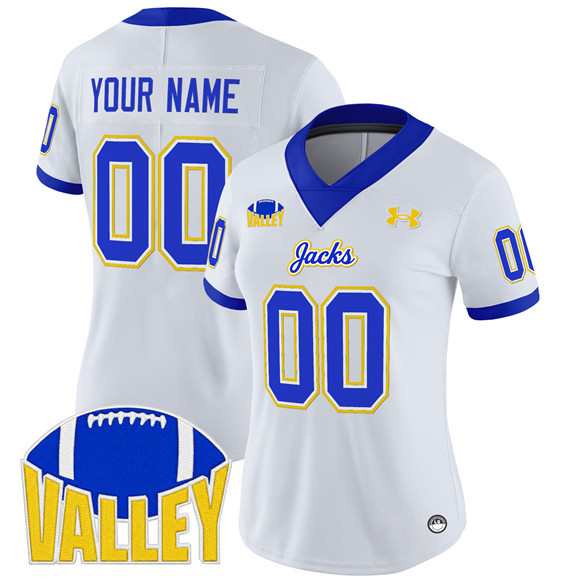 Women's White South Dakota State Jackrabbits Active Player Custom 2025 F.U.S.E. Vapor Limited Stitched Football Jersey(Run Small)
